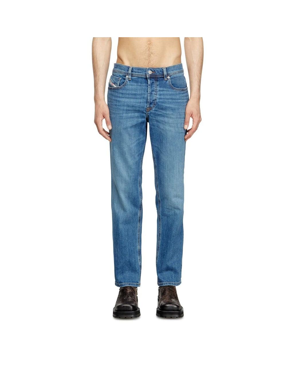 DIESEL Blue Regular Jeans Regular Waist 2023 D-Finitive, Light, Button Fly for men