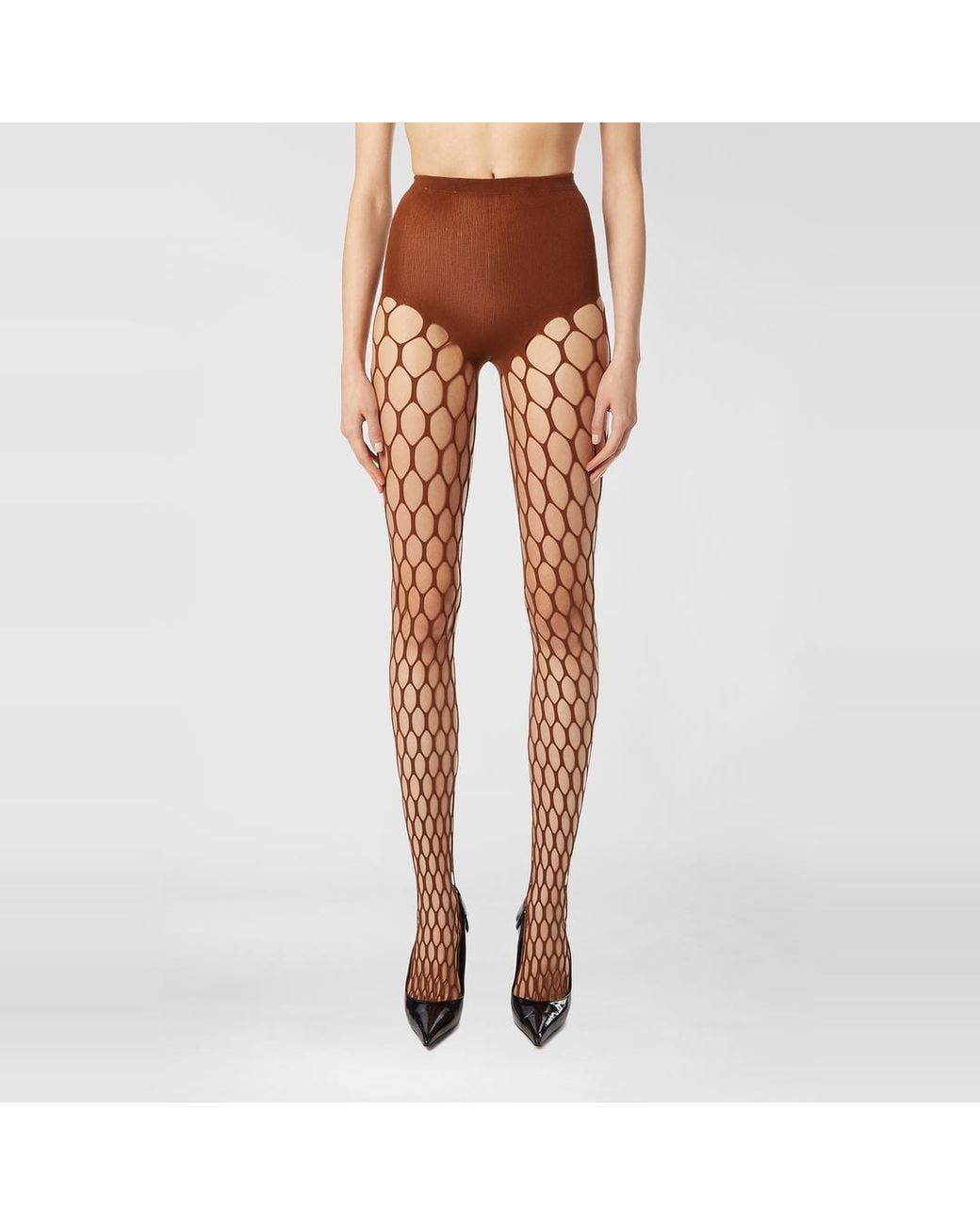 DIESEL Orange Stretchy Mesh-Knit Tights