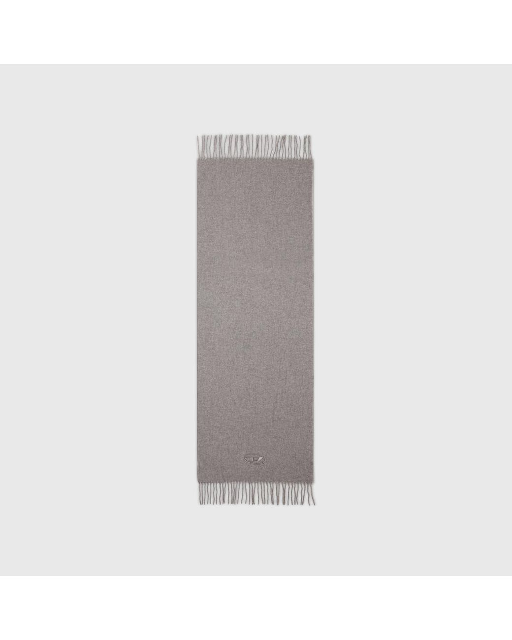 DIESEL Gray Wool-Blend Scarf With Fringed Edges