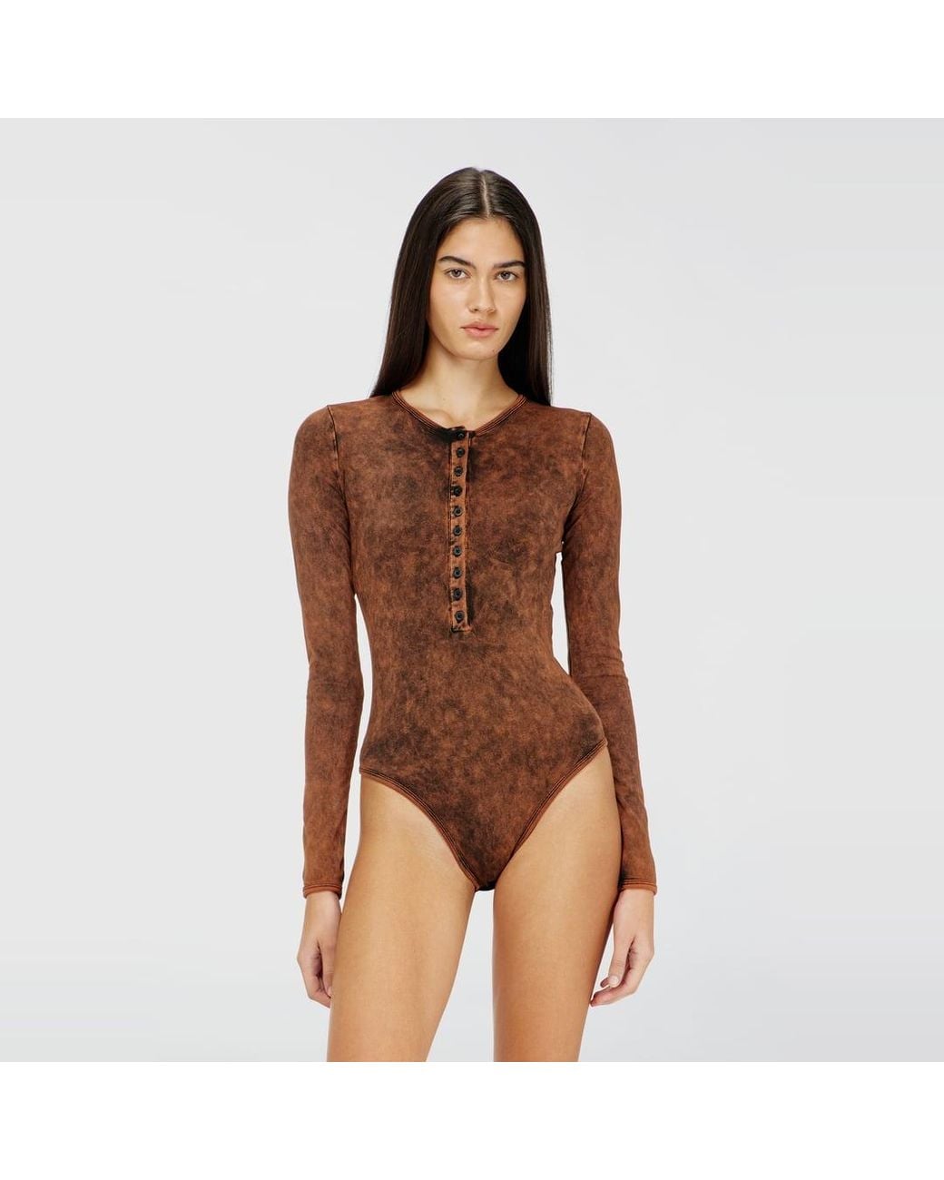 DIESEL Brown Cotton Bodysuit With Buttoned Front