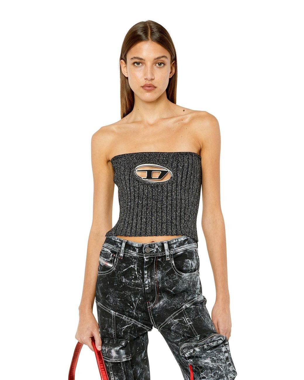 DIESEL Bandeau Top With Cut-out D in Black