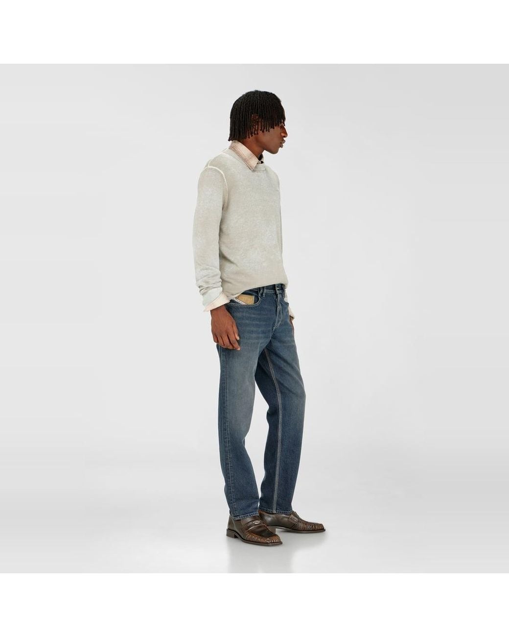 DIESEL Regular Jeans Regular Waist 2023 D-Finitive, Mittelblau, Knopfverschluss in Blue für Herren