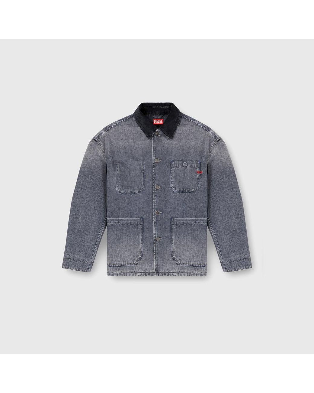 DIESEL Gray Utility-Style Denim Jacket With Contrasting Collar