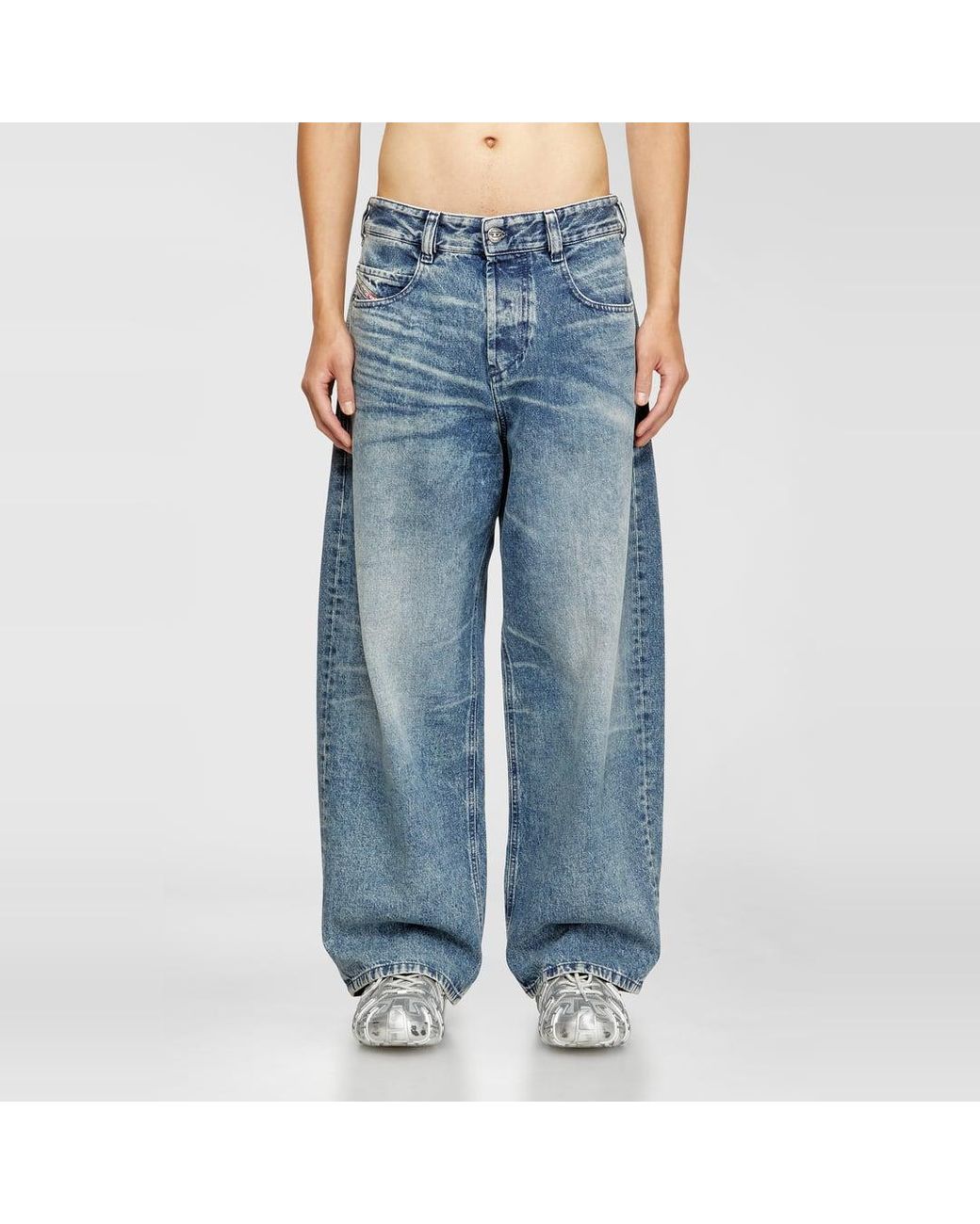 DIESEL Blue Relaxed Jeans Regular Waist 1997 D-Enim, Light, Button Fly