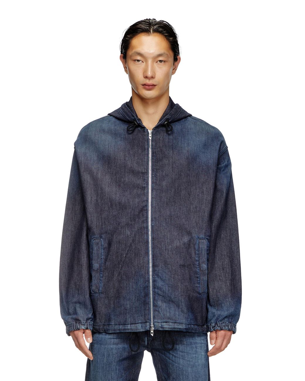 DIESEL Blue Hooded Joggjeans Jacket for men