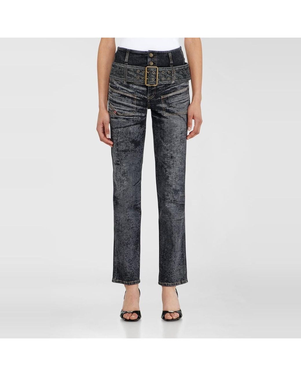 DIESEL Blue Slim Jeans High Waist D-Gorina, /Dark, Button Fly