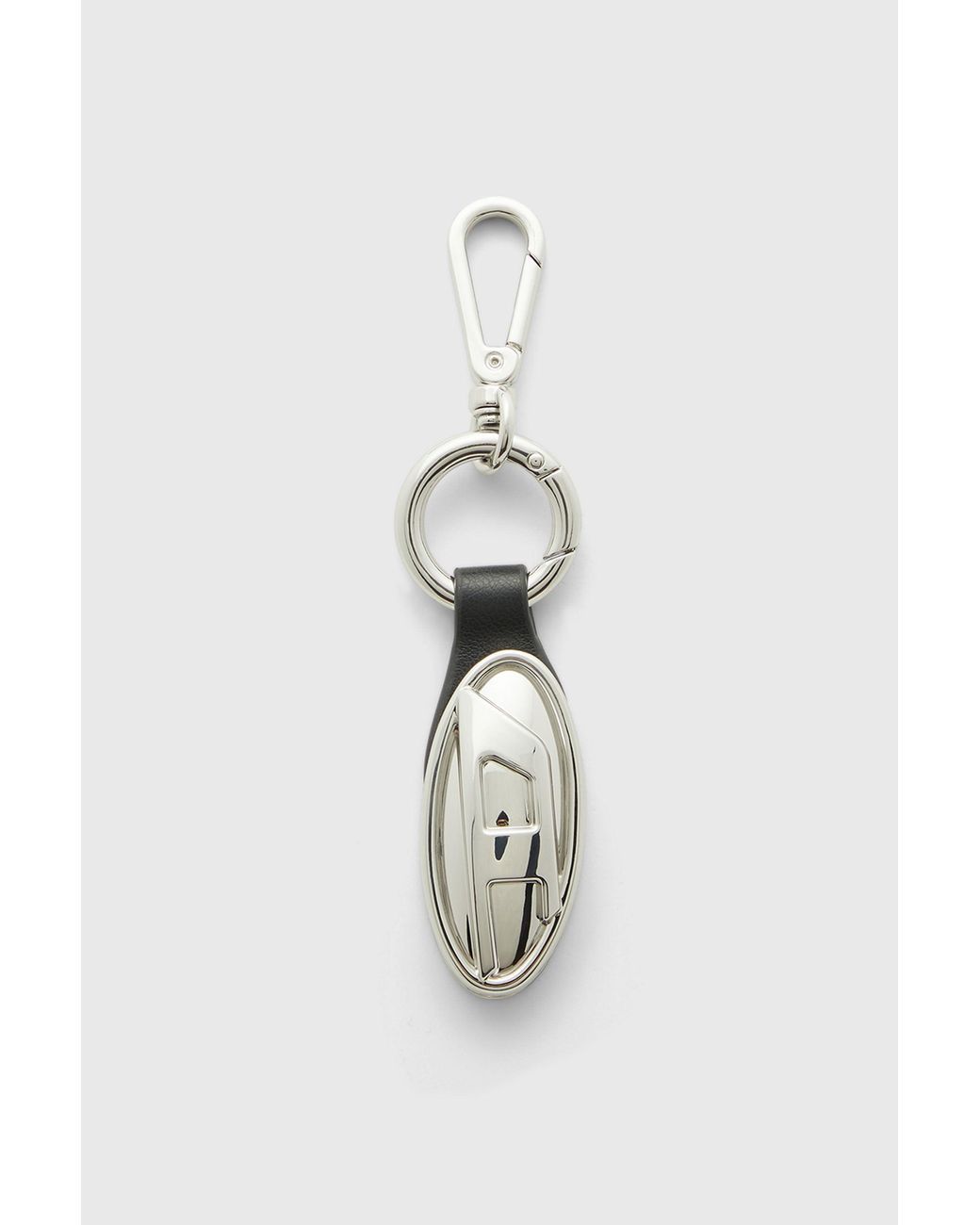 DIESEL White Metal Keyring With Oval Plaque