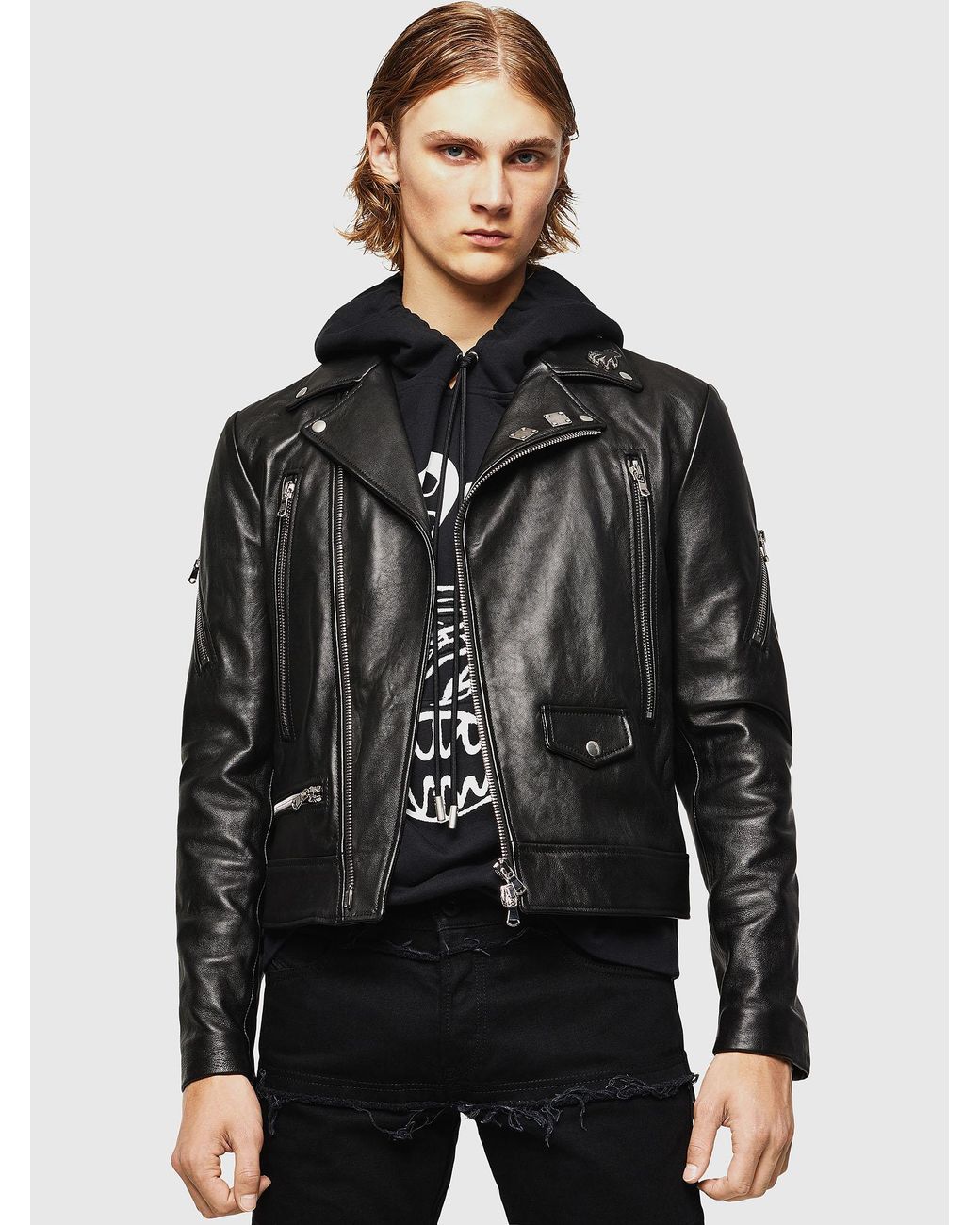 DIESEL Leather L-perf Lambskin Biker Jacket With Hand Pins in Black for ...