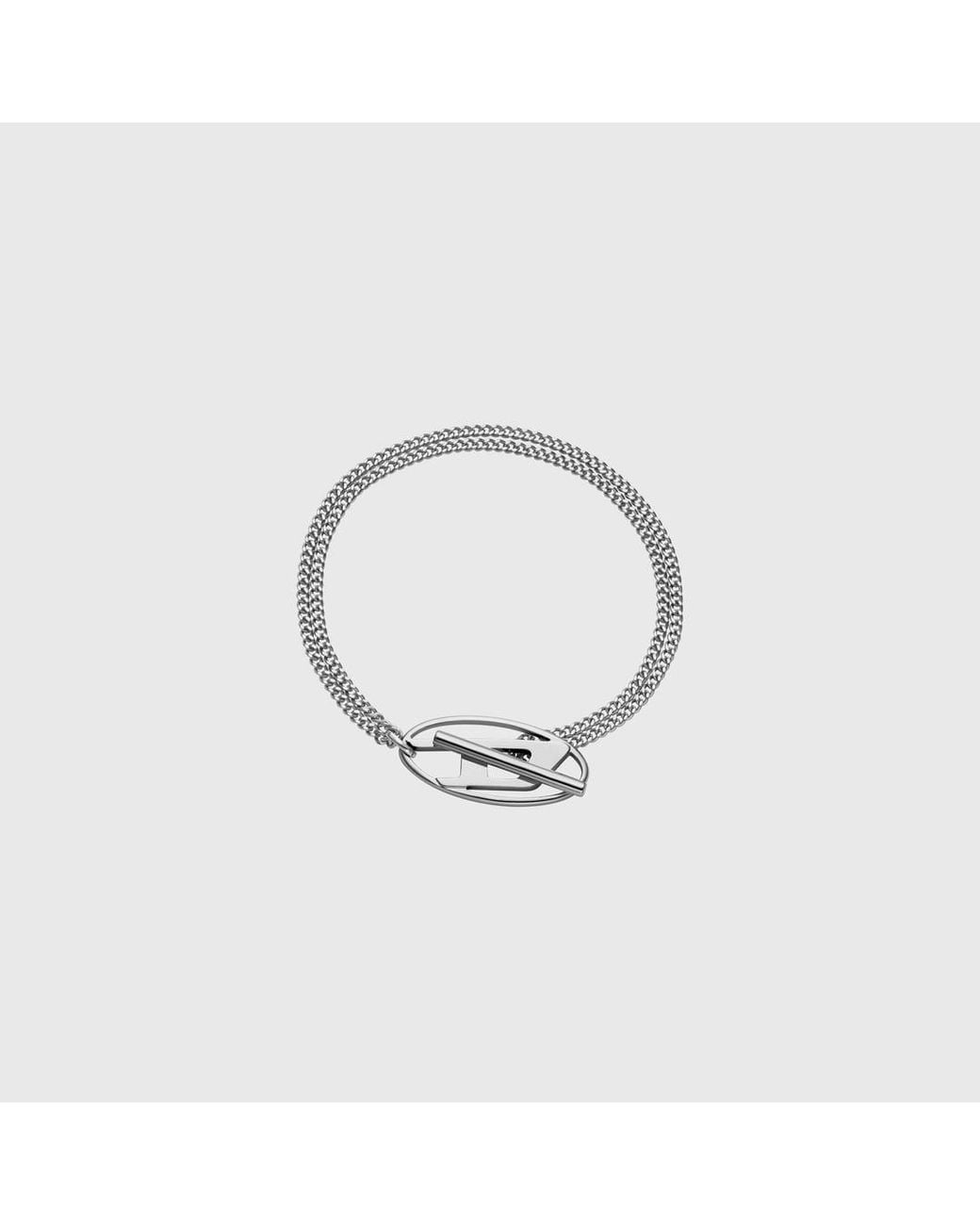 DIESEL White Stainless Steel Chain Bracelet