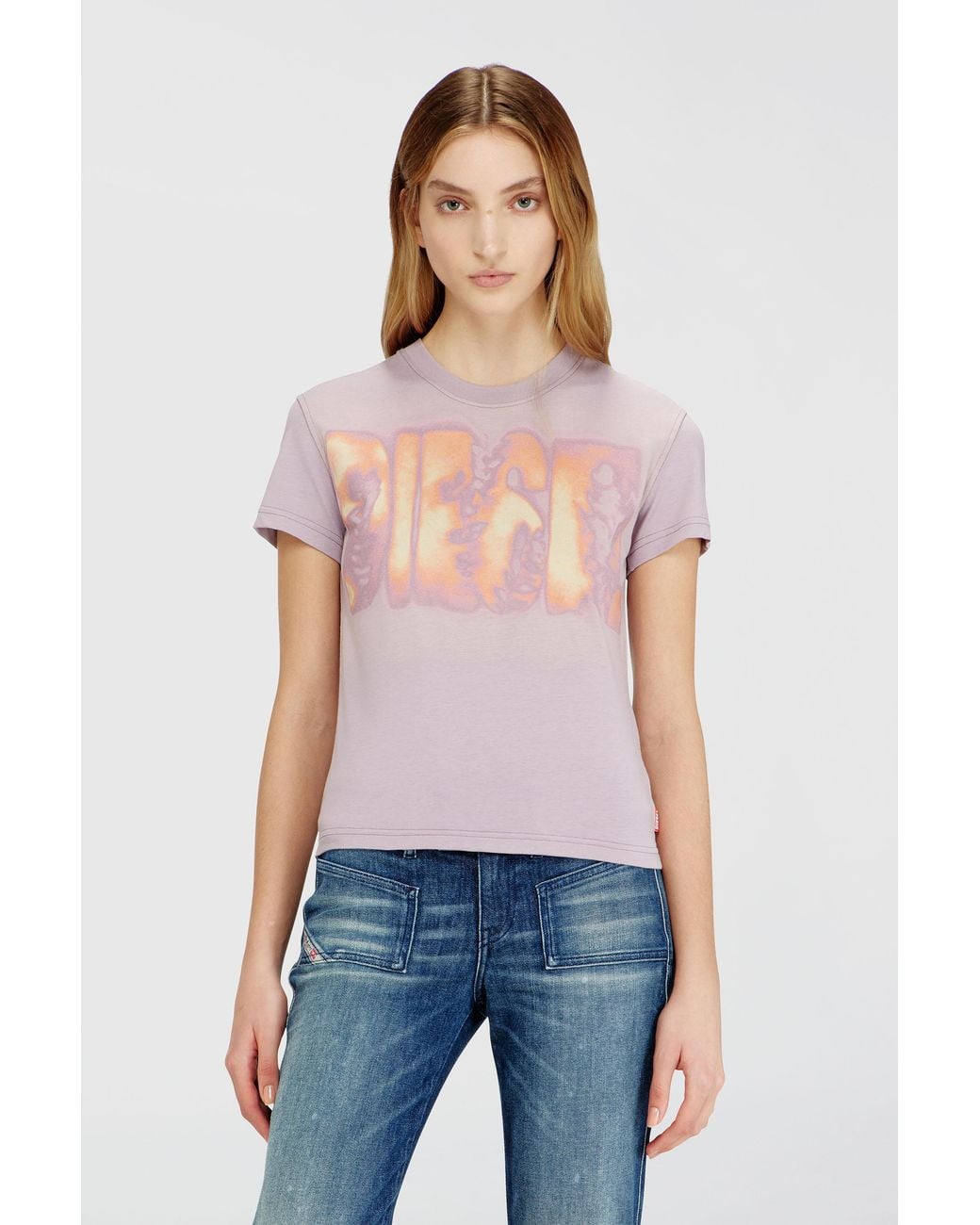 DIESEL Blue Slim Jersey T-Shirt With Graphic Print