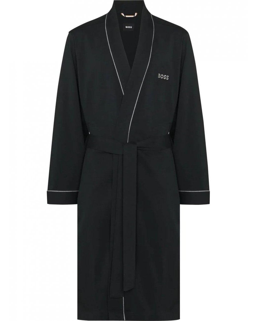 BOSS by HUGO BOSS Logo And Piping Cottonjersey Dressing Gown in Black for Men Lyst UK