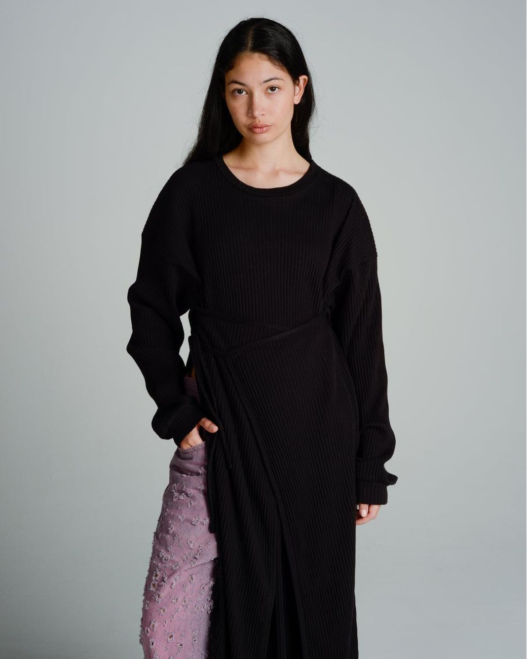 Baserange Shaw Long Sleeve Kaftan in Black | Lyst