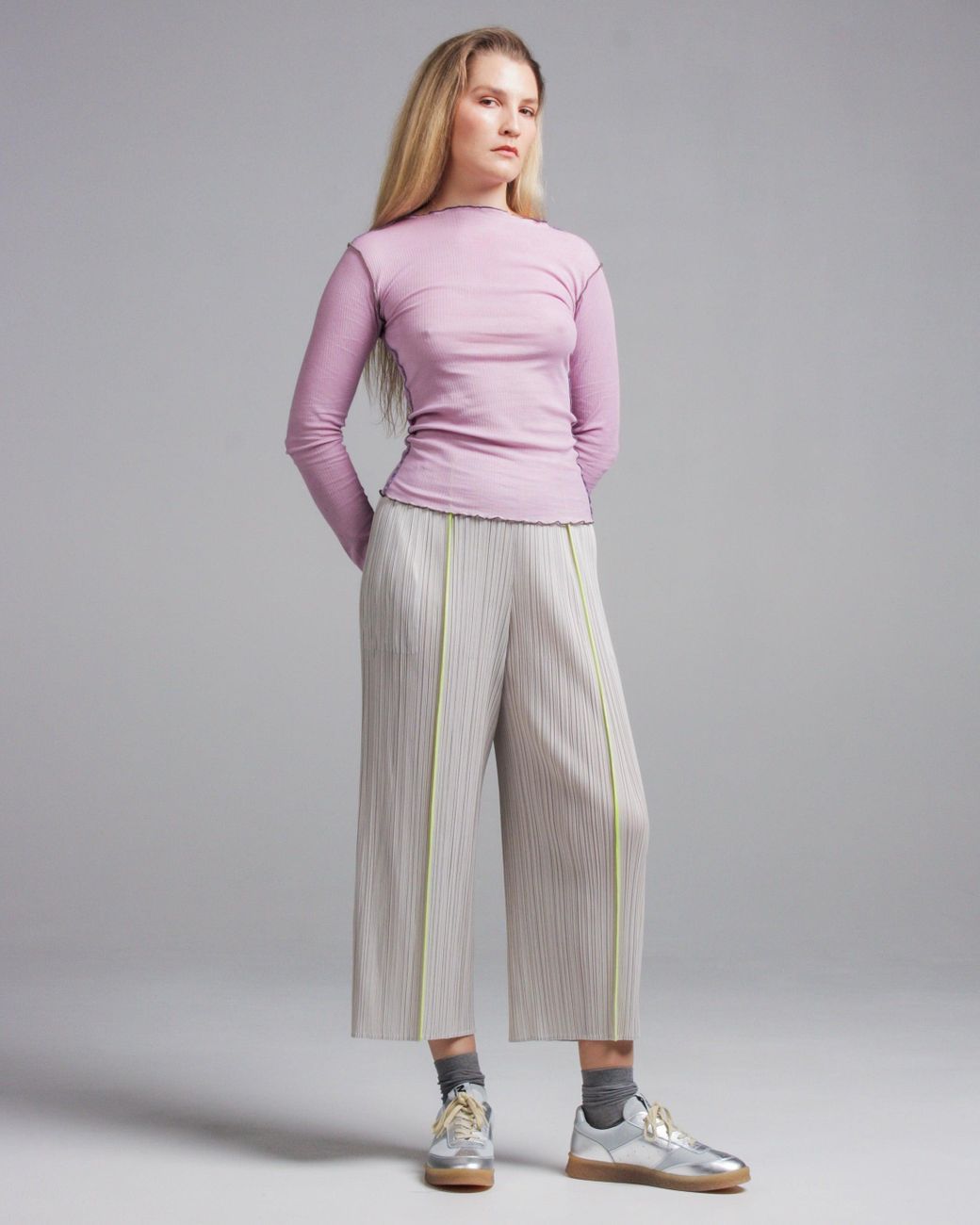 Baserange Vein Cotton Rib Long Sleeve Top in Purple | Lyst