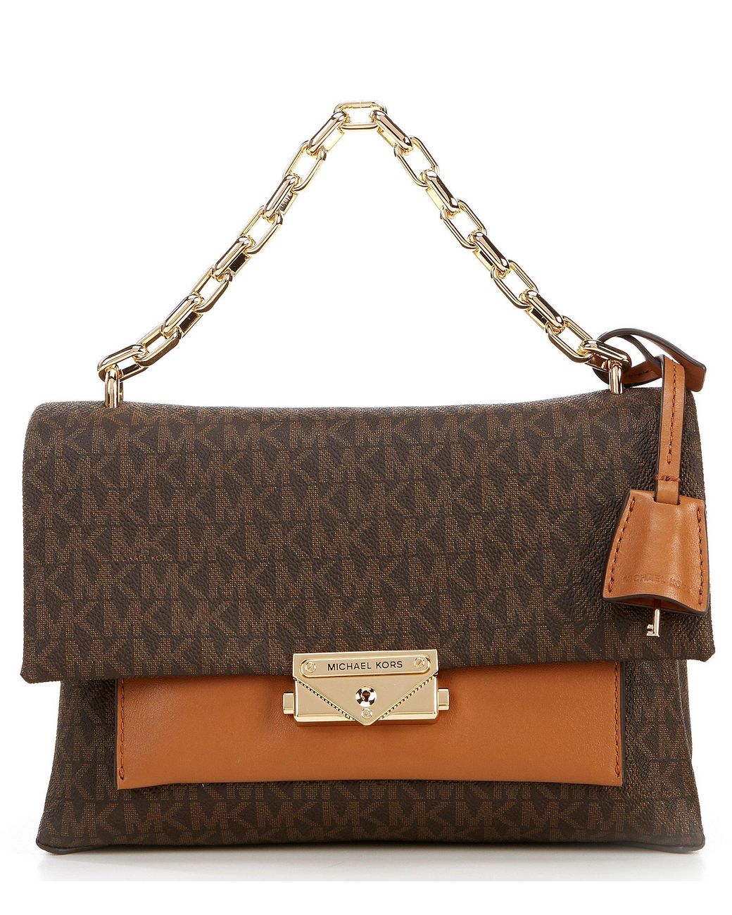 Michael Kors Michael Cece Signature Chain Shoulder Bag in Brown Lyst