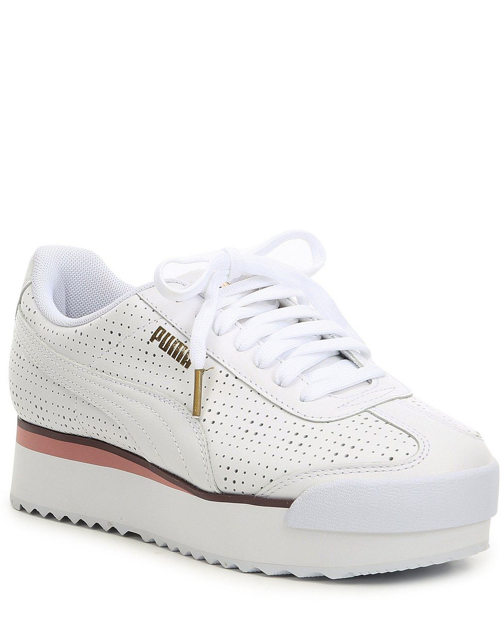 PUMA Women's Roma Amor Perforated Leather Platform Sneakers in White ...