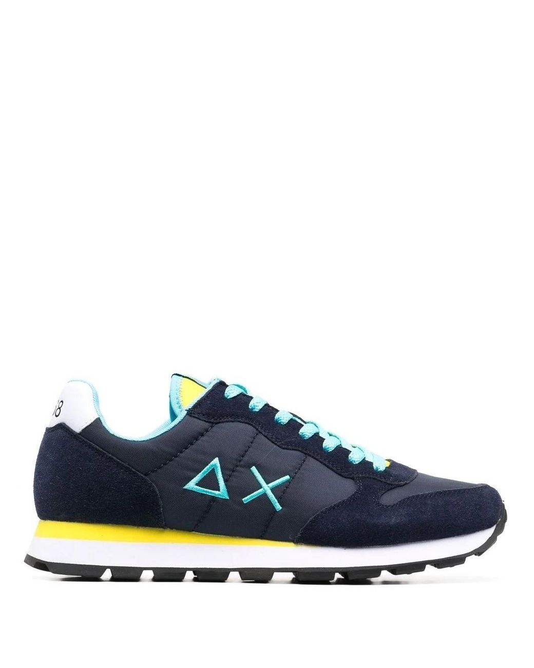 Sun 68 Rubber Logo Embroidery Sneakers in Blue for Men - Lyst