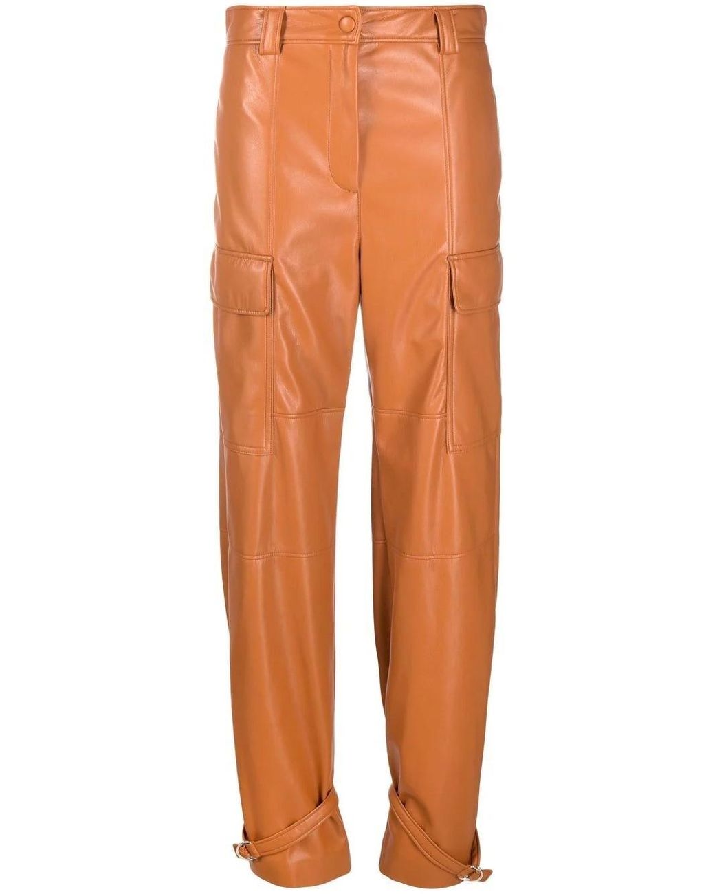 MSGM Faux-leather Cuffed Ankle Trousers in Orange - Save 32% - Lyst