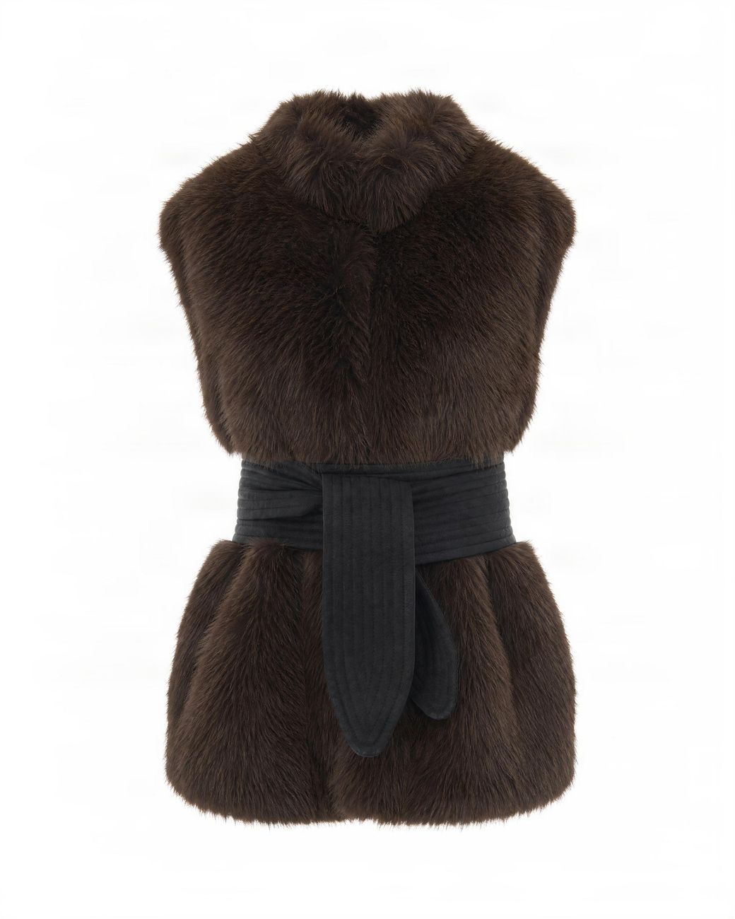 Liu Jo Black Dark High Collar Faux Fur Vest