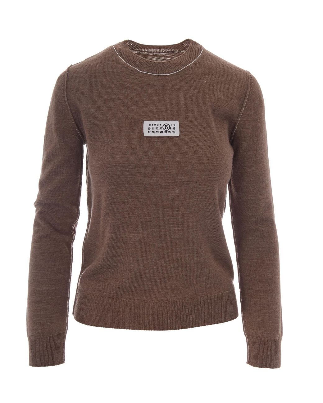 MM6 by Maison Margiela Brown Crewneck Wool Sweater