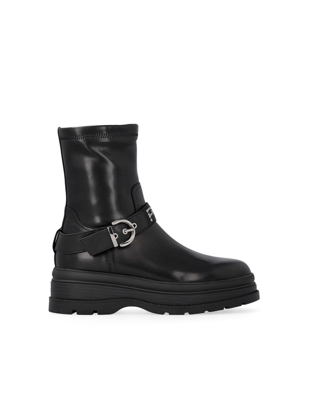 Pinko Black Platform Buckle Strap Ankle Boots