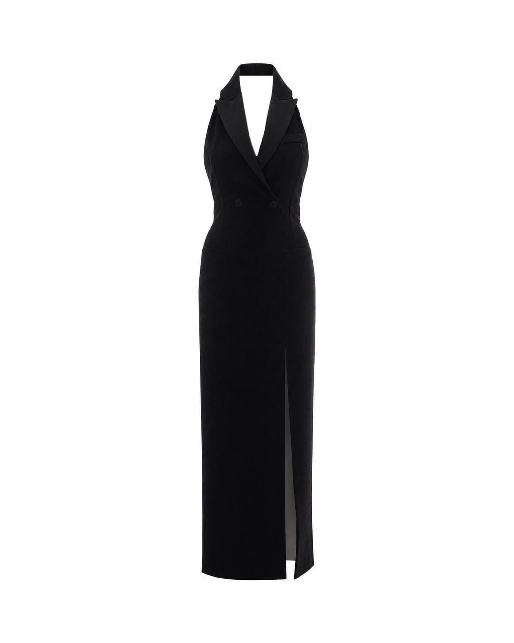 Patrizia Pepe Black Tailored Halter Maxi Dress