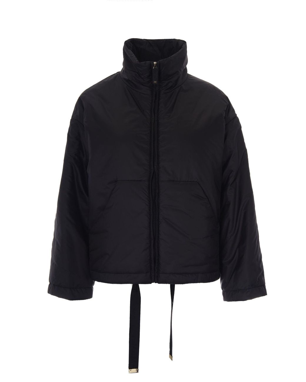 Max Mara Blue Solid Mock Collar Jacket