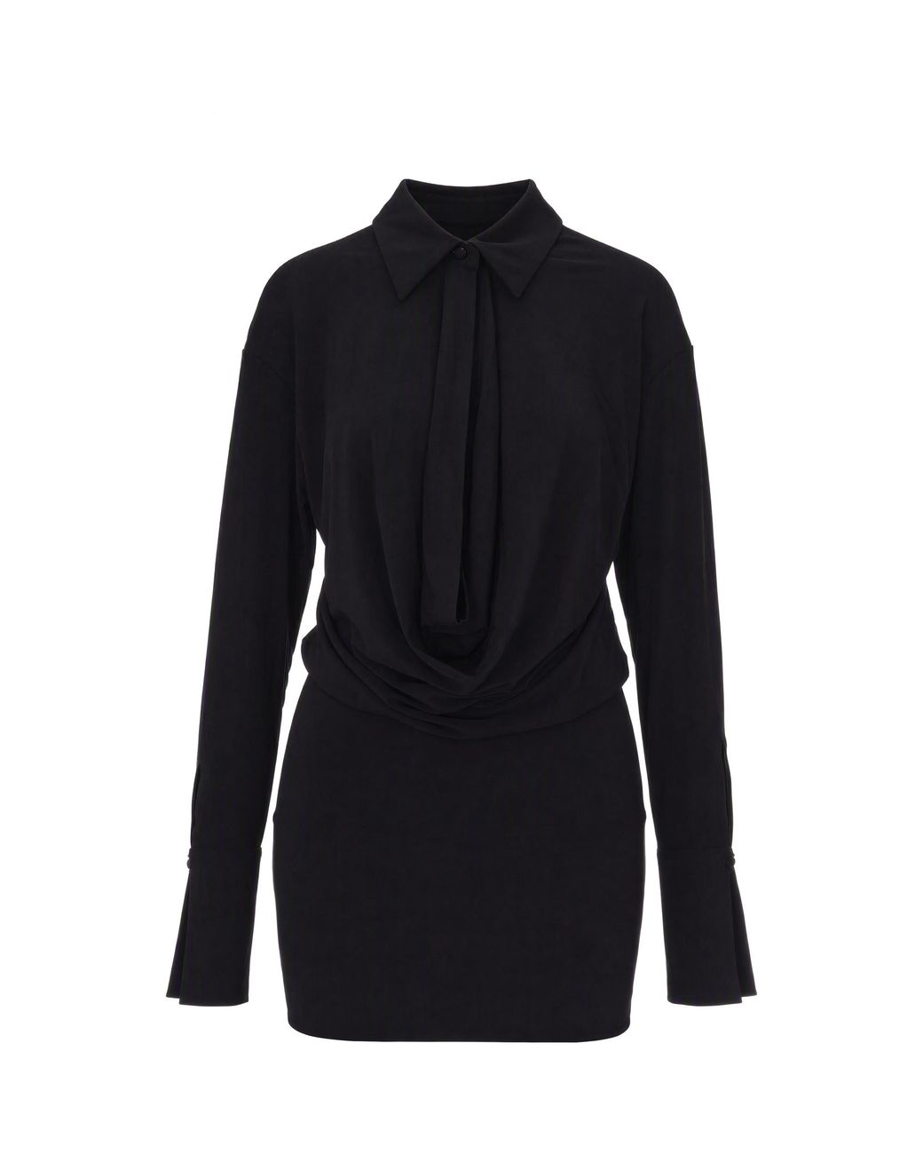 ANDAMANE Black Draped Jersey Mini Dress Polyester Evening Suits