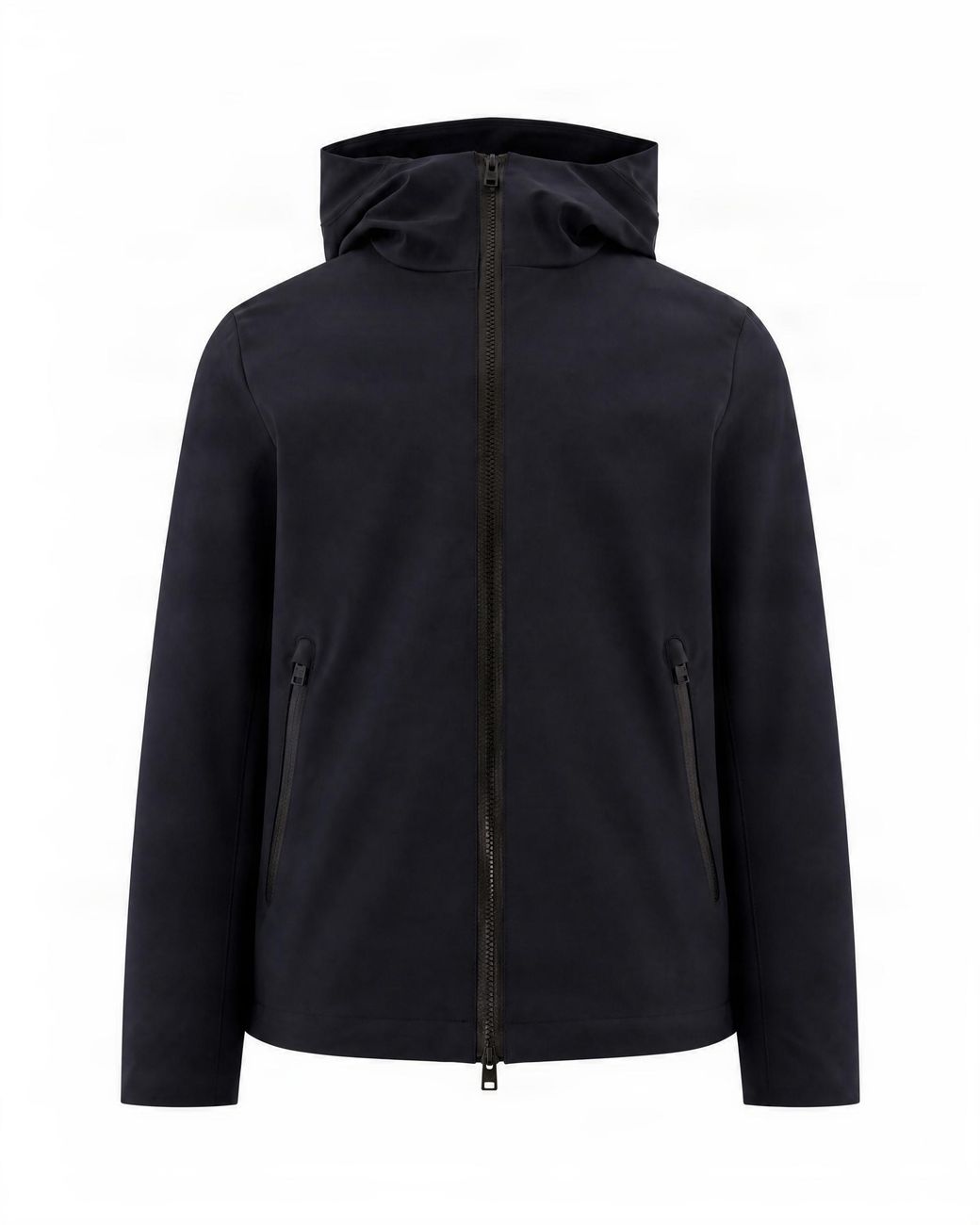 Woolrich Blue Hooded Zip-Front Jacket for men