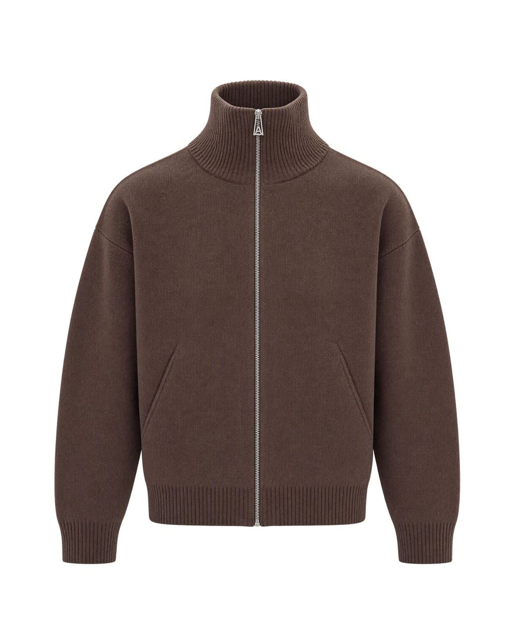 Axel Arigato Brown Dark High-Collar Wool-Blend Full-Zip Cardigan for men