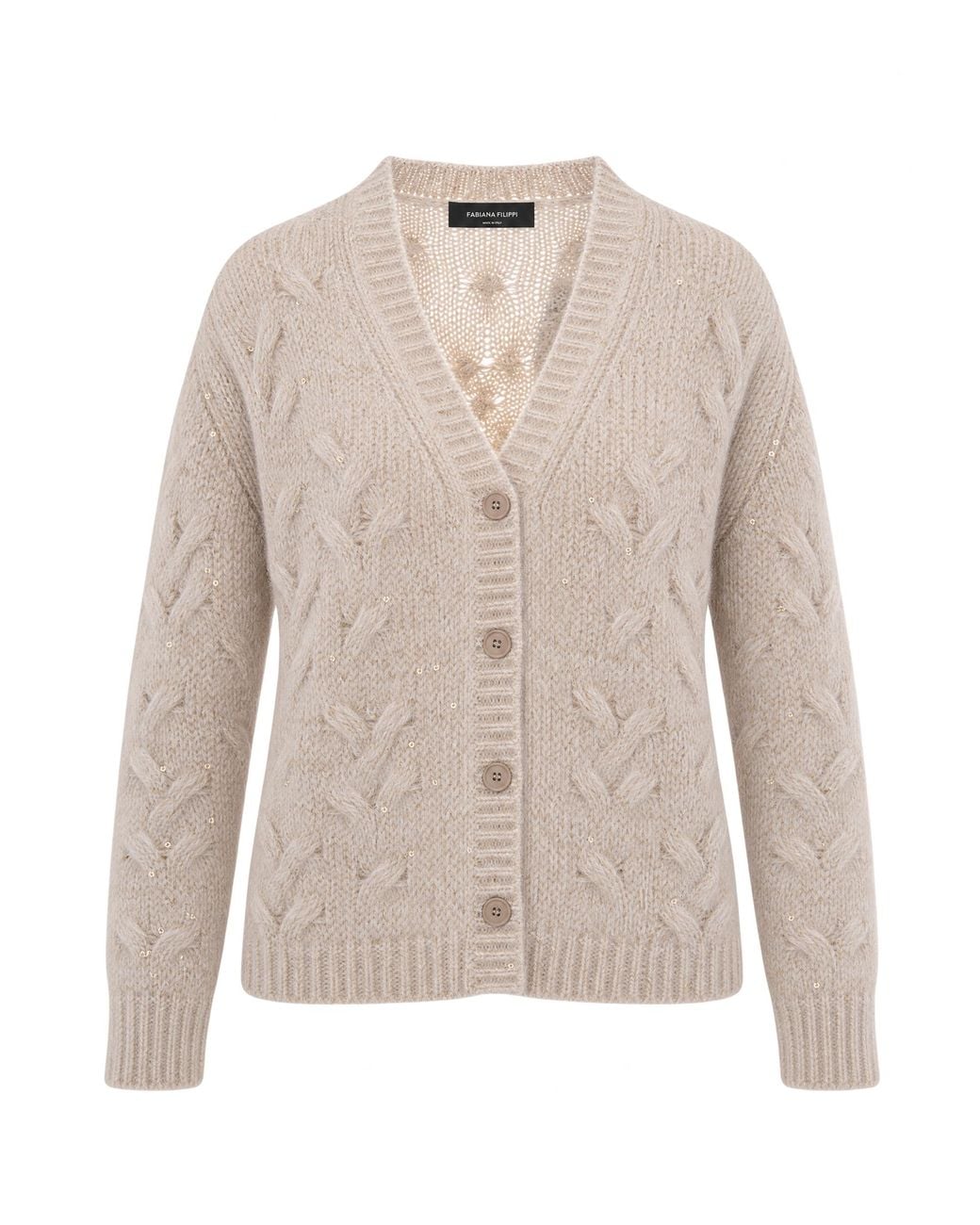 Fabiana Filippi Natural Cardigan Mohair Paillettes Cashà