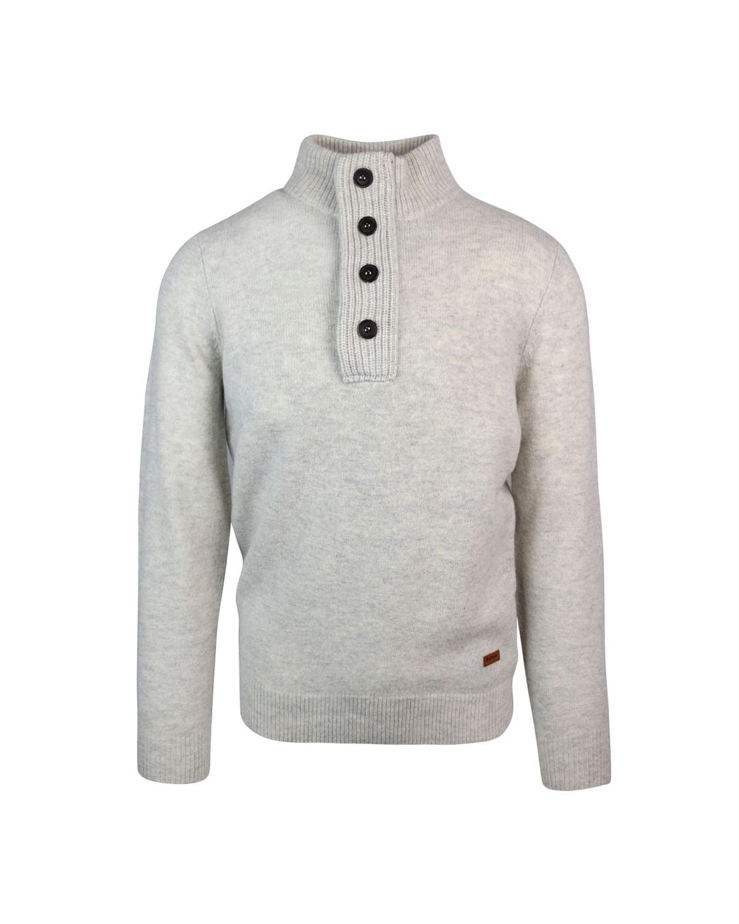 Barbour Gray Button-Front Mock Neck Knit Sweater for men