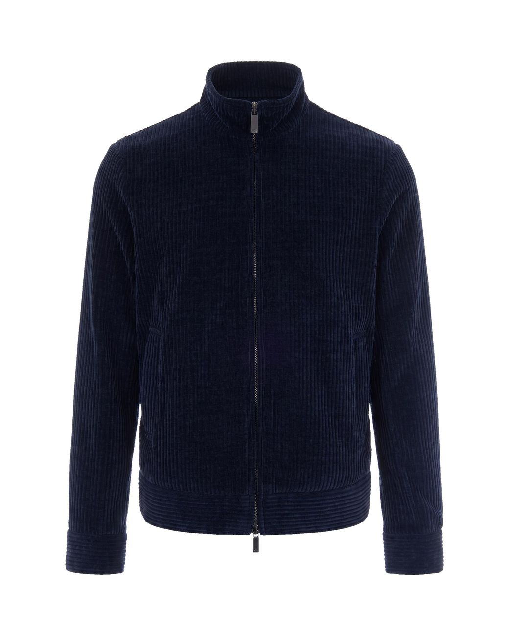 Emporio Armani Blue Ribbed Zip Front Jacket for men