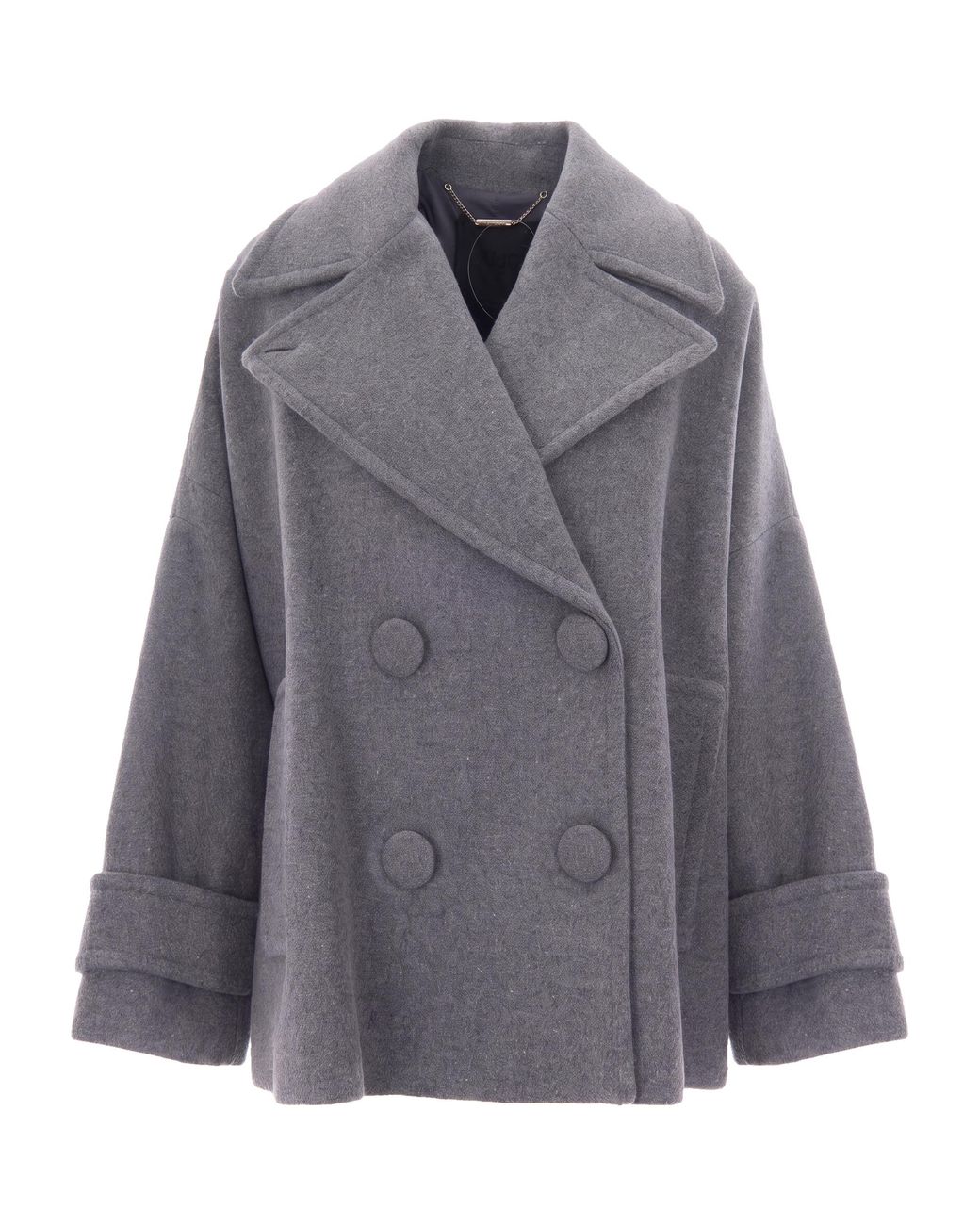Liu Jo Gray Medium Melange Oversized Wool Coat