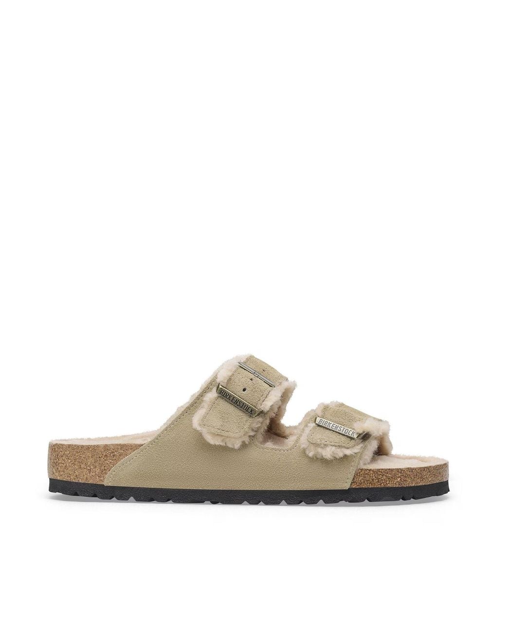 Birkenstock White Open-Toe Slide Sandals With Suede Leather Straps