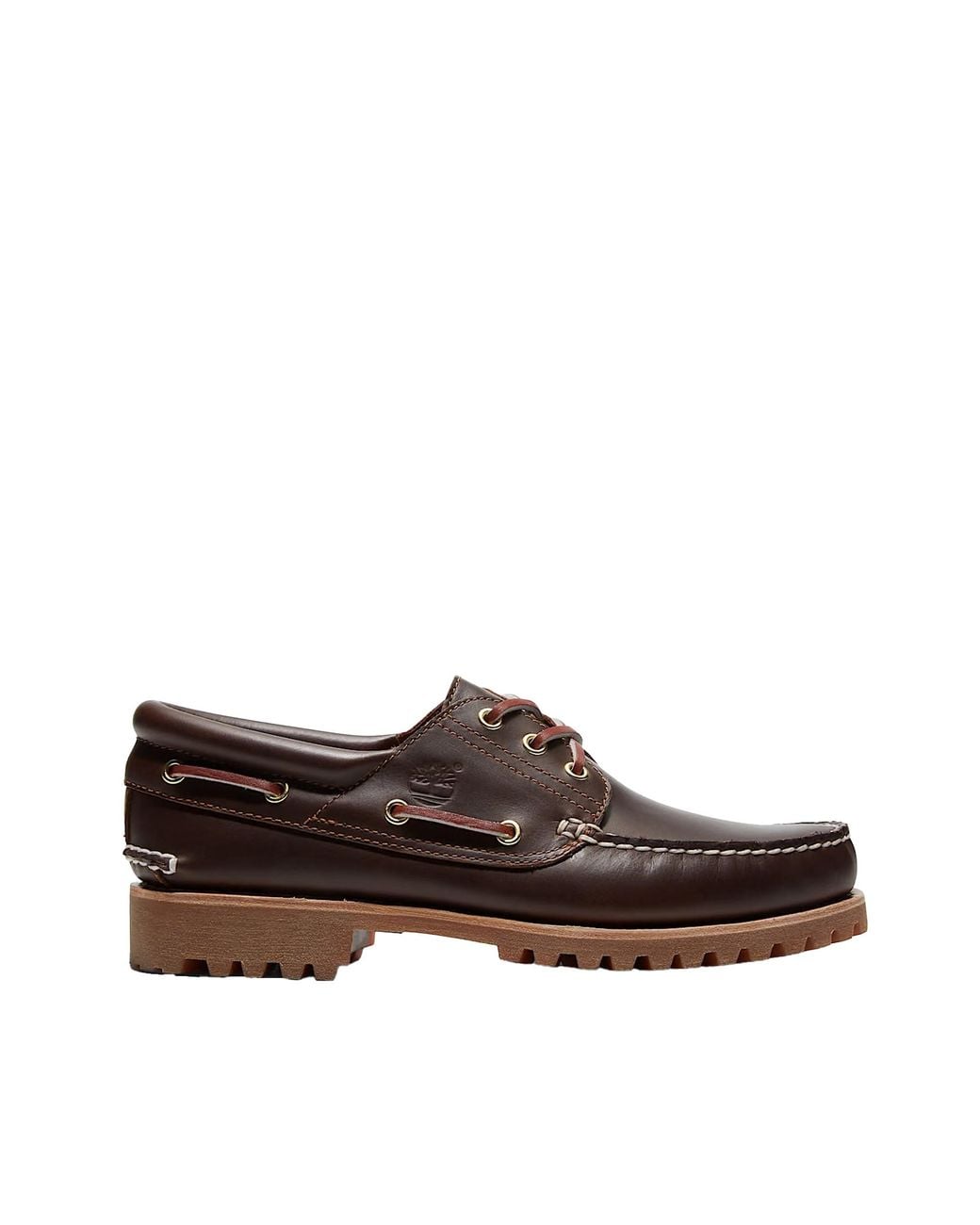 Timberland Brown Boat Shoes Authentic 3-Eye Lug Handsewn for men