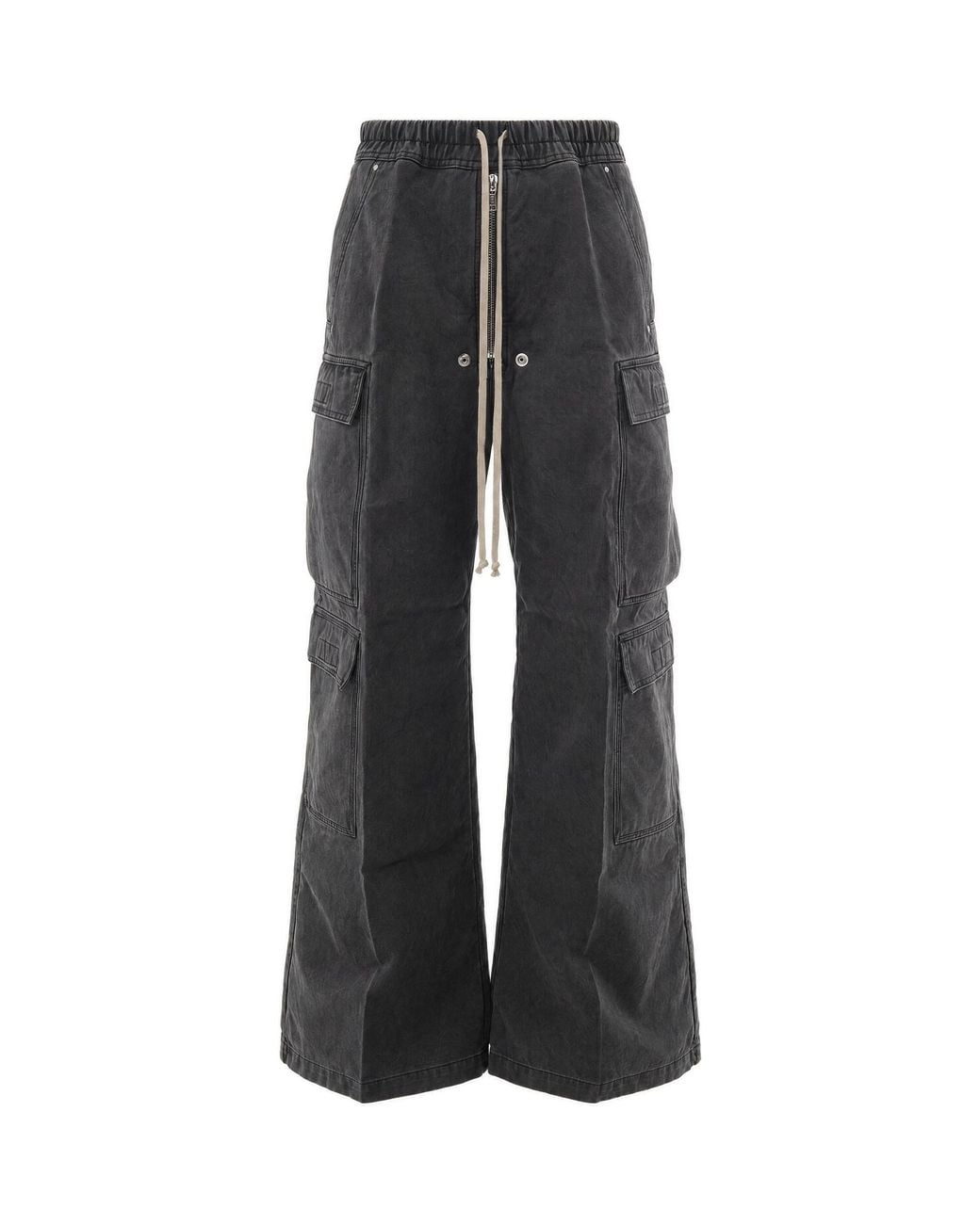 Rick Owens Black Pantalone Double Cargo Jumbo Belas Gravel for men