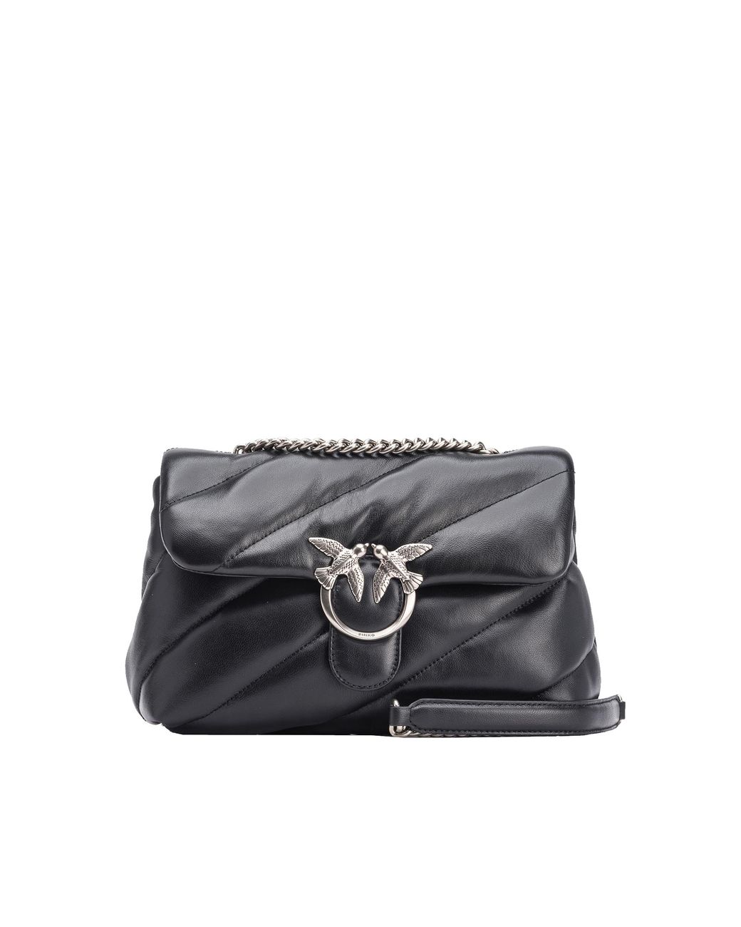 Pinko Gray Quilted Maxi Leather Top-Handle Bag
