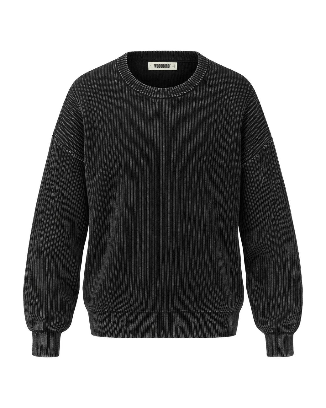 Woodbird Black Maglia Wbsake Washed Crew for men