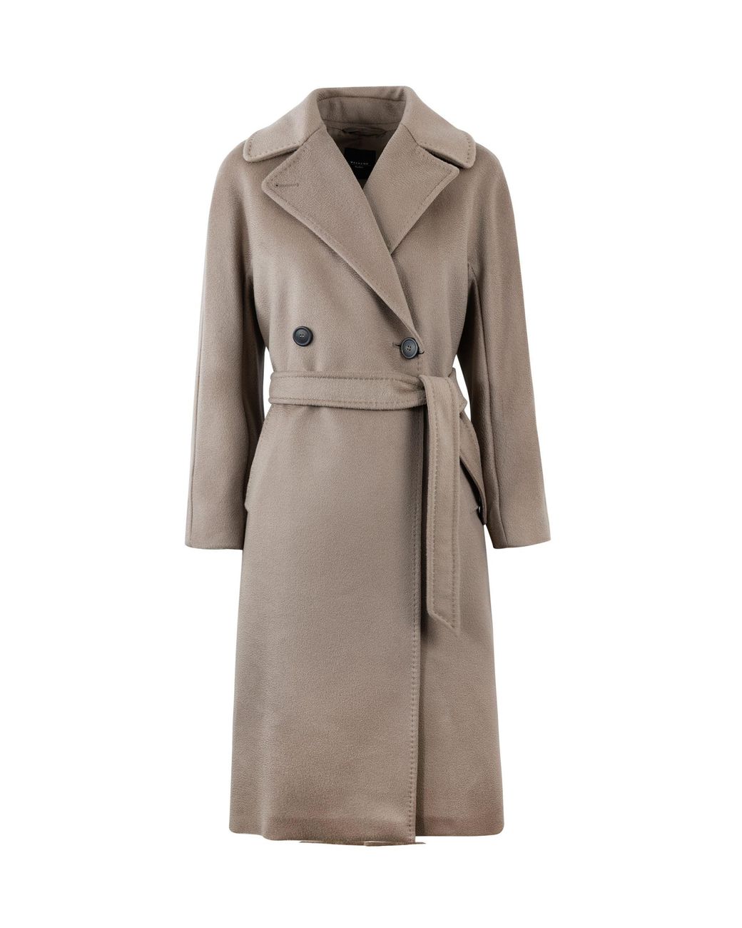 Max Mara Natural Double-Breasted Belted Wool Coat