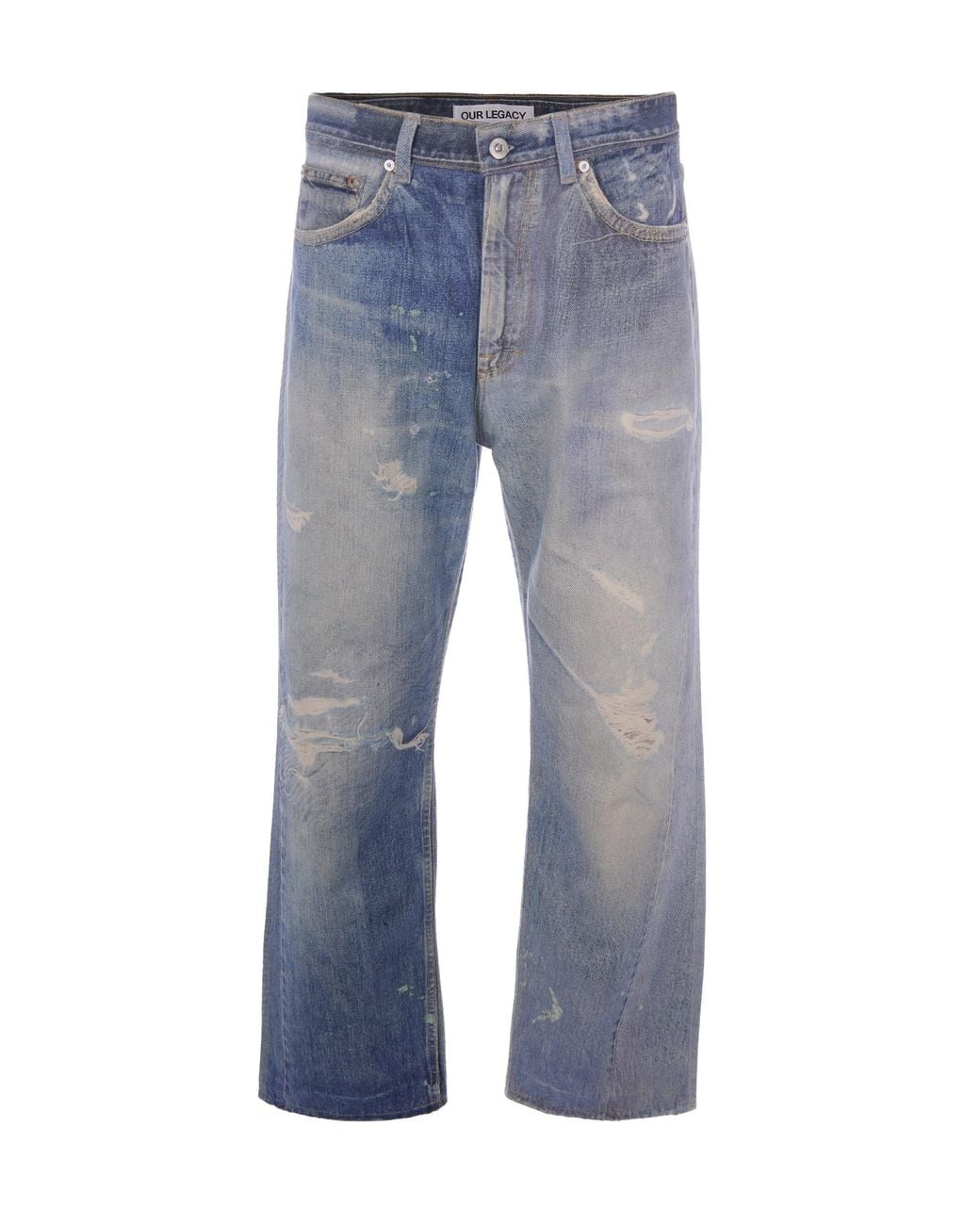 Our Legacy Blue Wide-Leg Jeans With Vintage Trompe L'Oeil Print for men