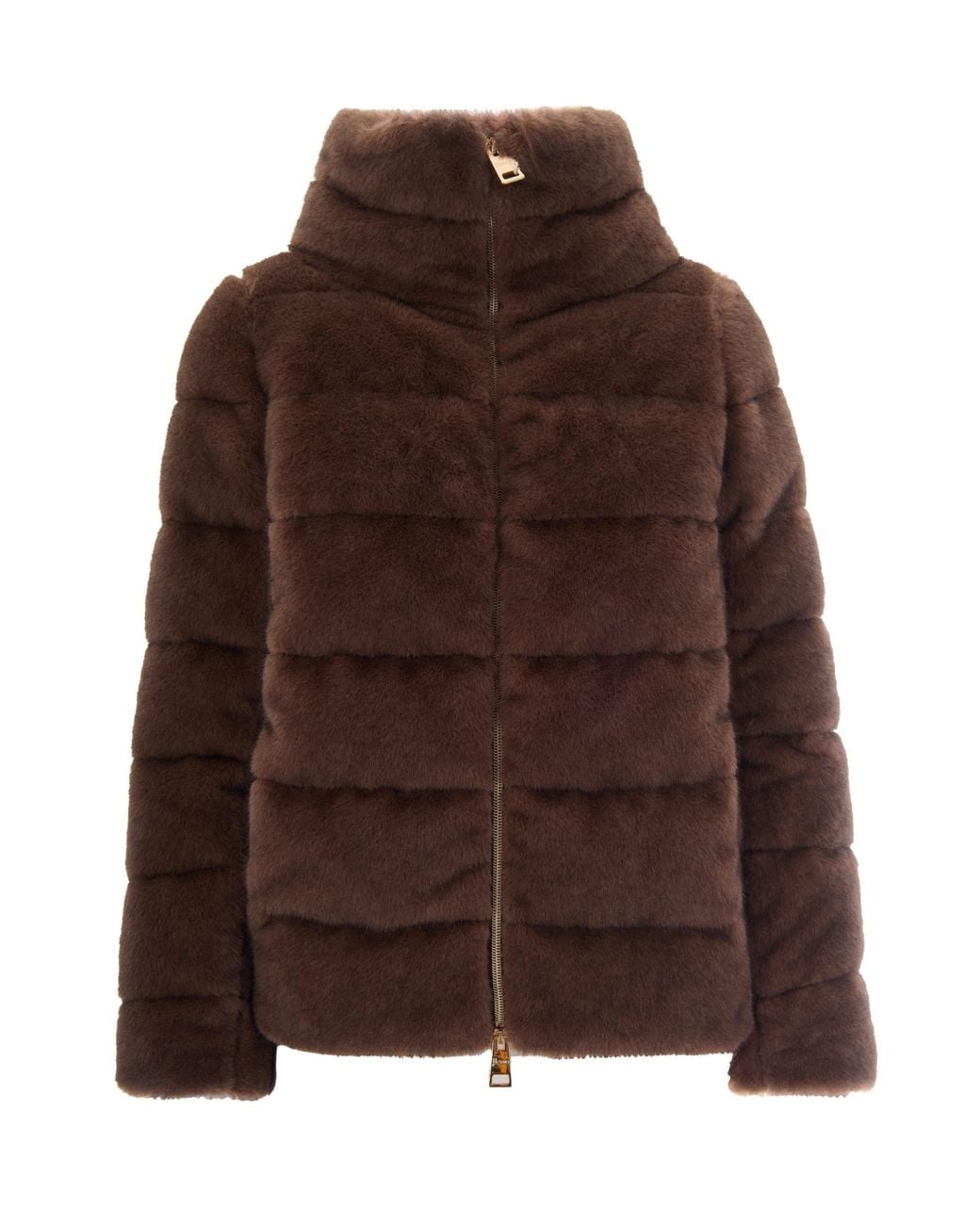 Herno Brown Textured Mock Collar Jacket