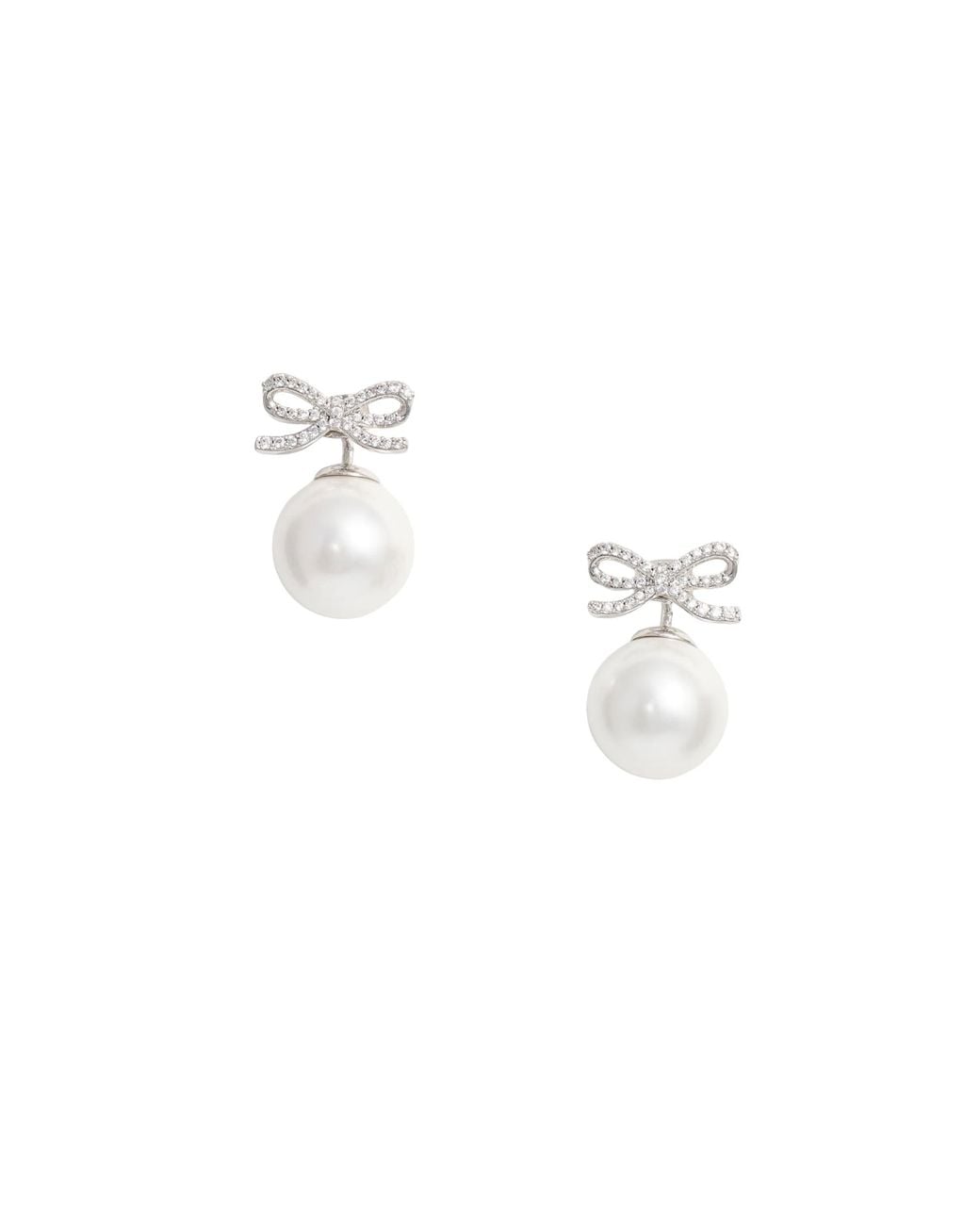 Self-Portrait White Orecchino Brystal Bow Pearl