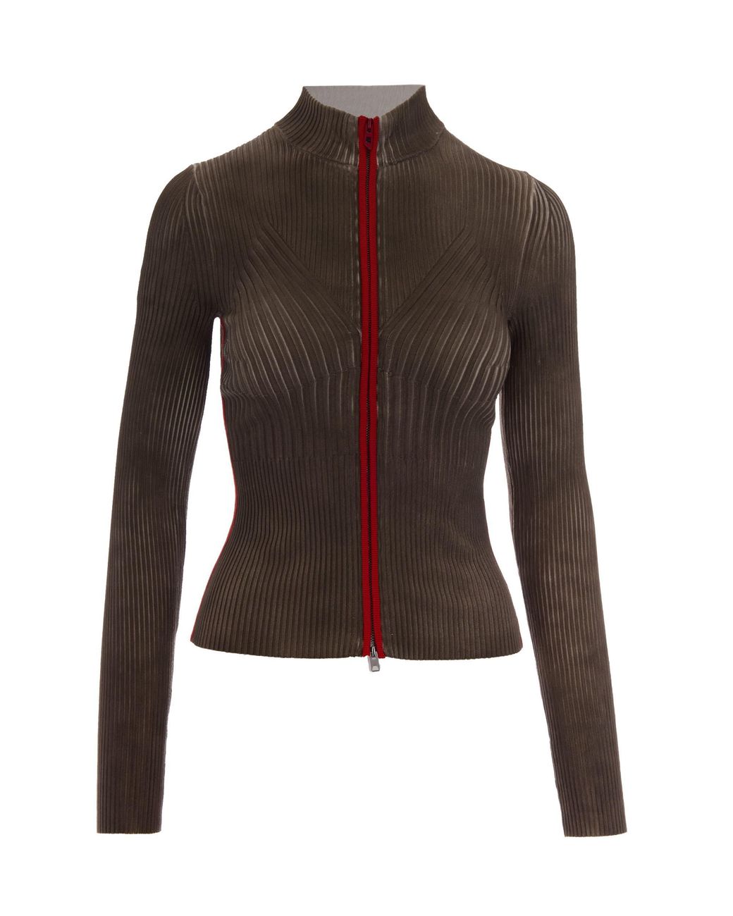 DIESEL Brown Sarma Mock Neck Ribbed Cardigan