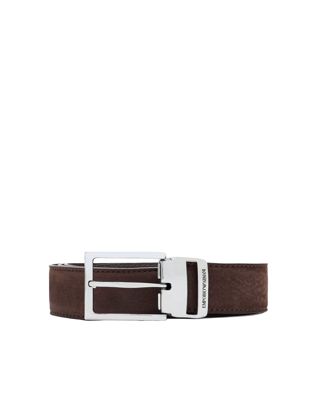 Emporio Armani White Coffee Bean Nubuck Leather Belt for men