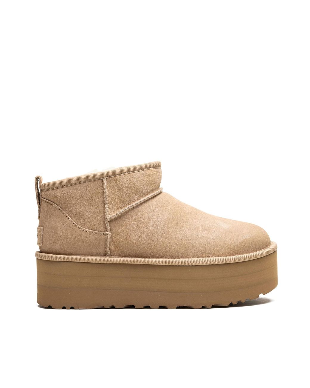 Ugg Natural Stivaletto Classic Ultra Mini Con Plateau Sand