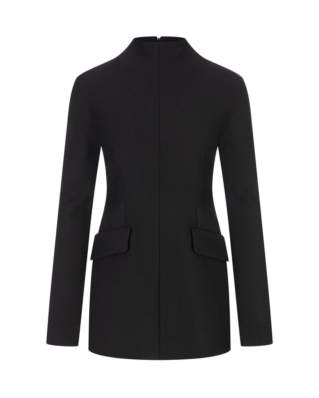 Sportmax Black Fitted Stretch Wool Blend Gabardine Dress