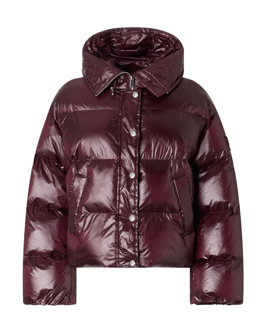 Pinko Red Semi-Glossy Technical Canvas Down Jacket