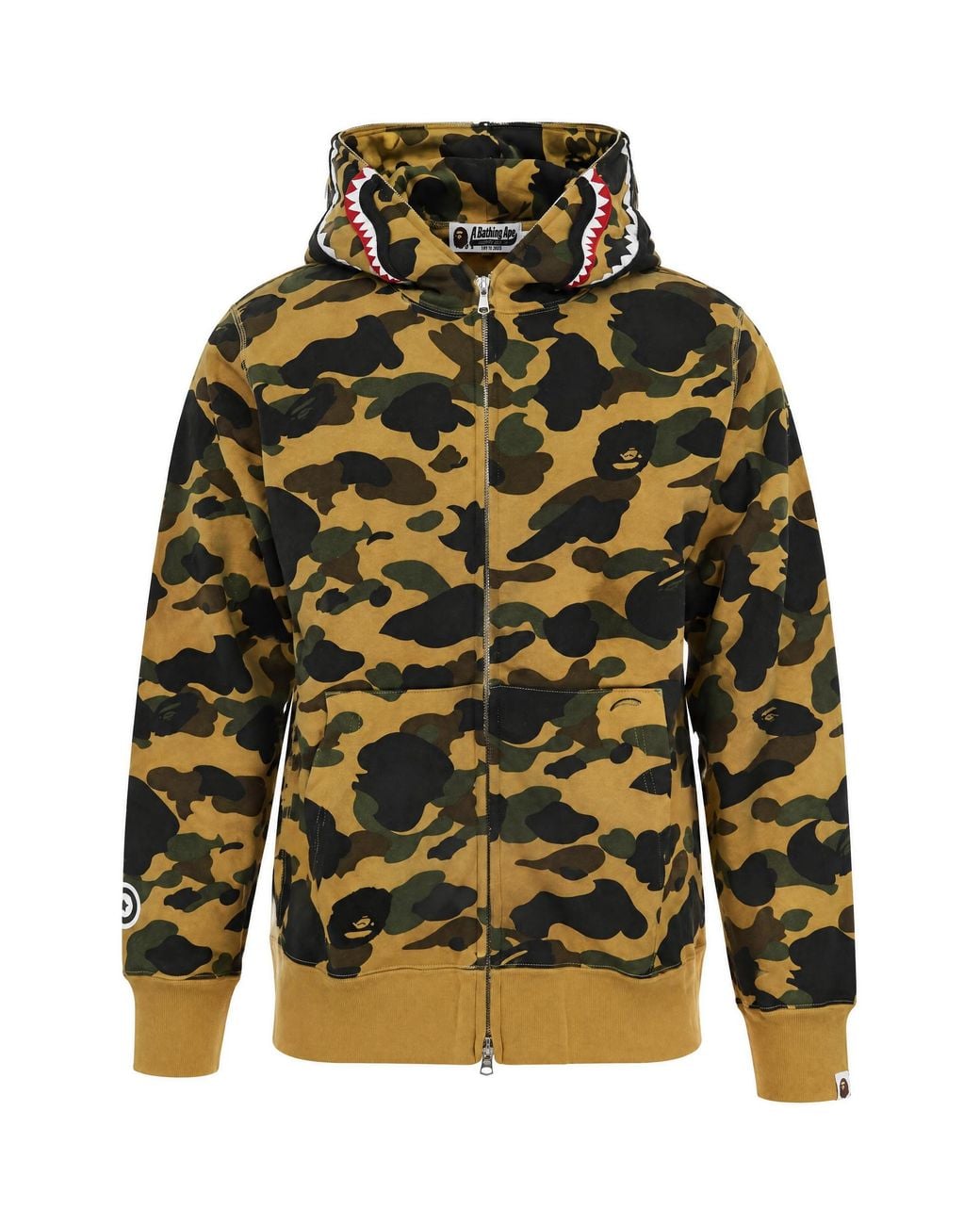 A Bathing Ape Green Felpa Camo Shark Full Zip for men