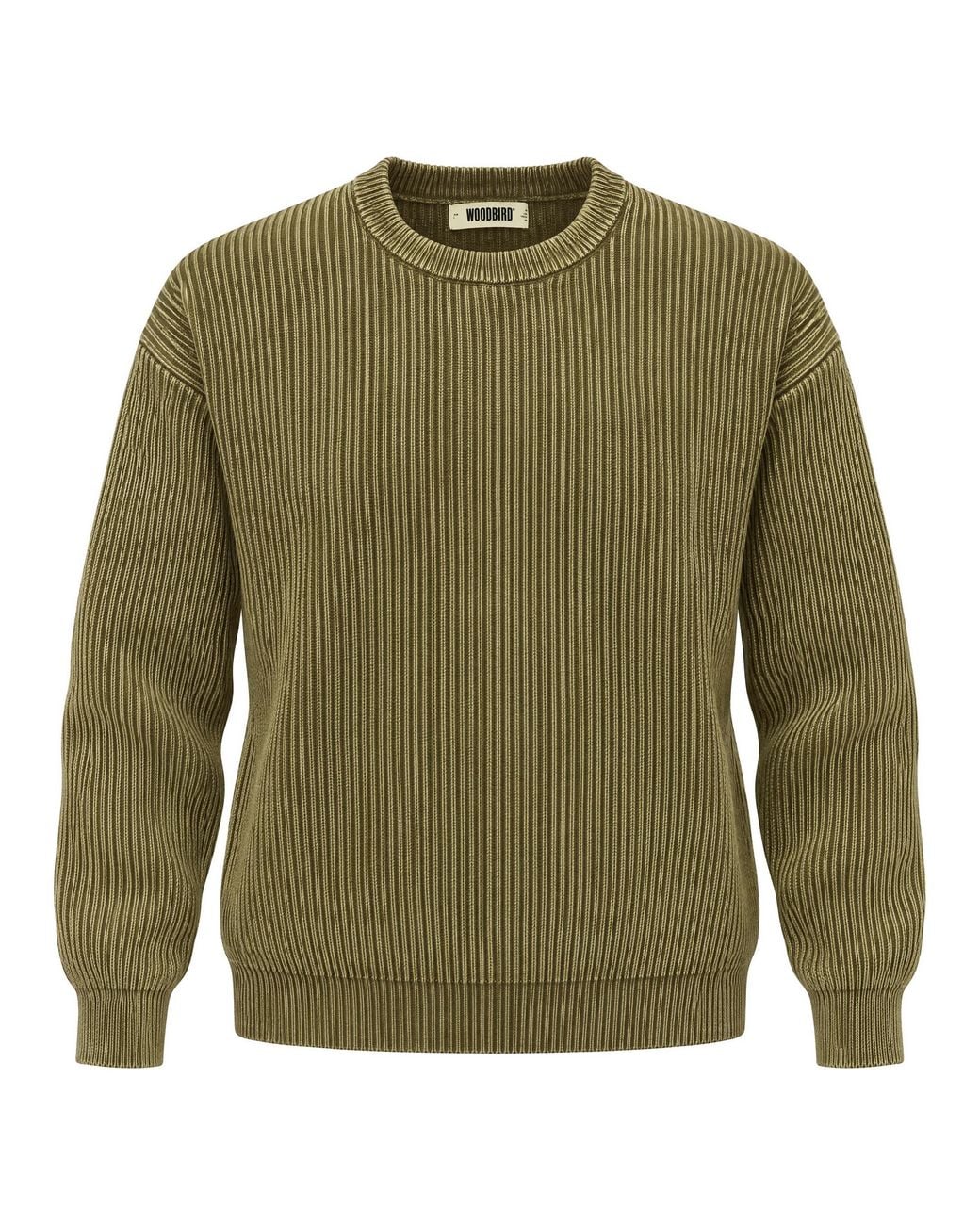 Woodbird Green Maglia Wbsake Washed Crew Dark for men