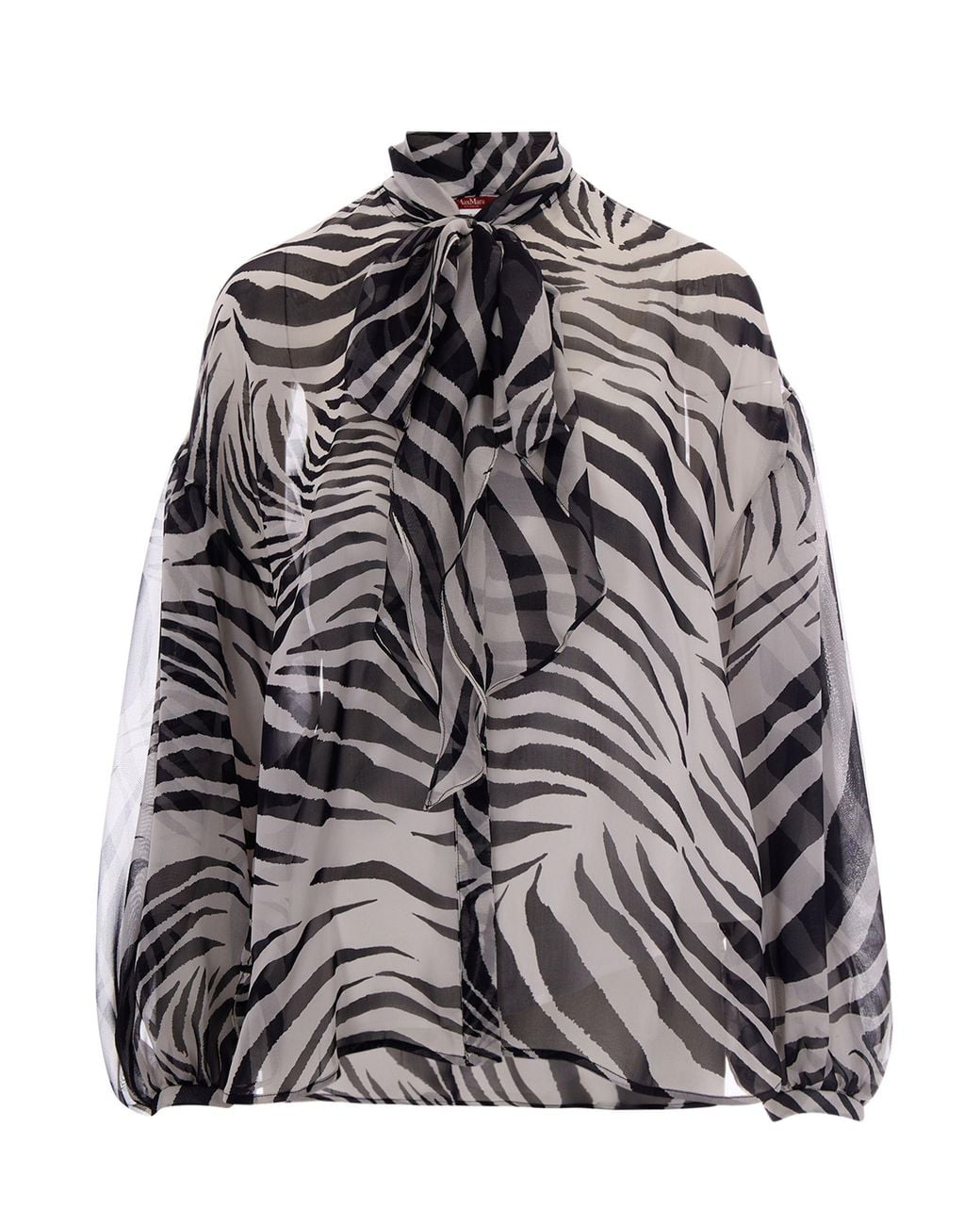 Max Mara Gray Blouse Printed Chiffon
